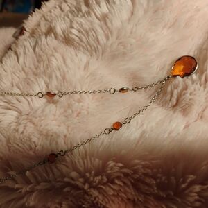 Elegant Silver Necklace with Orange Accents